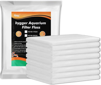 hygger 3/4'' Thick Aquarium Filter Floss 12"x 86" Poly Fiber Fish Tank Filter by hygger