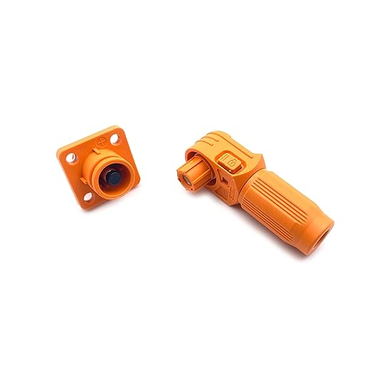 450A Battery Energy Storage Connector, 185mm² High Current Connectors IP67 Waterproof Stud Wiring Power Adapter Quick Plug Terminal Right Angle Plug and Socket （1500V Orange)
