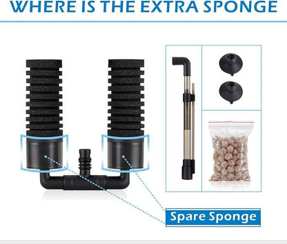 hygger Sponge Filter, Aquarium Filter Double Sponge Replaceable Media - Image 2