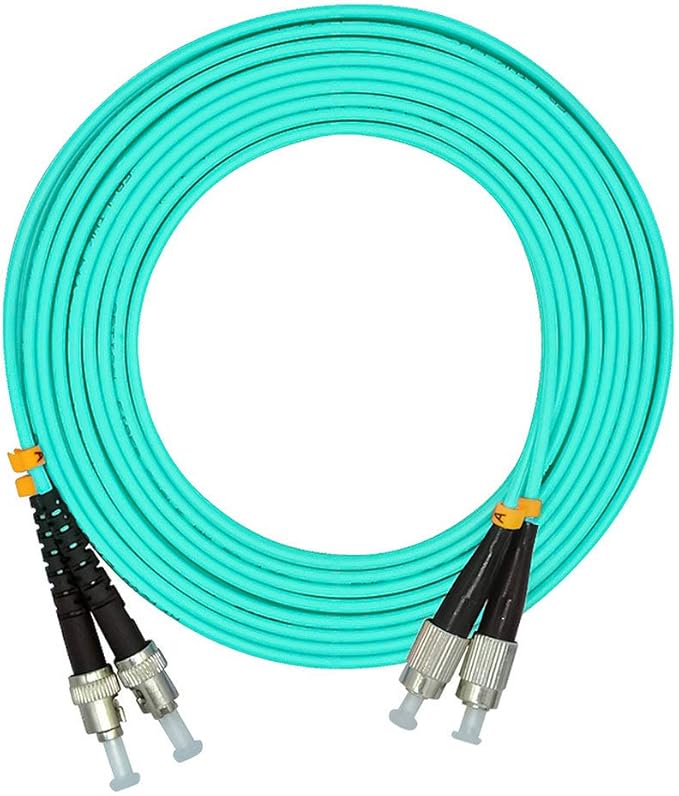 Jeirdus 1Meter 3ft FC to ST Duplex 50/125 10G OM3 Multi-Mode Fiber Optic Cable Jumper Optical Patch Cord FC-ST