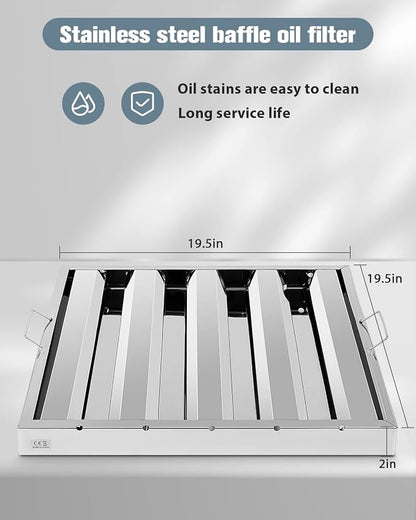 Hood Filters 430 Stainless Steel 19.5W x 19.5H Inch, 4 Grooves Commercial Hood - Image 3