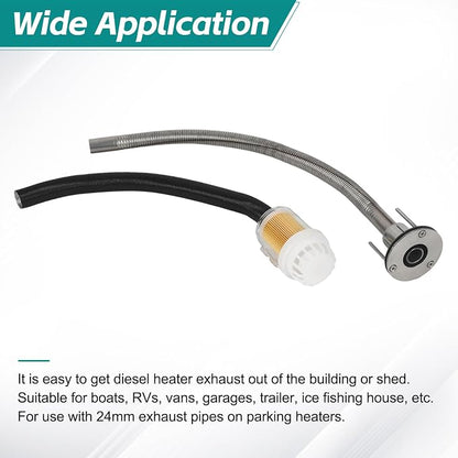 24mm Stainless Steel Exhaust Pipe Air Intake Filter and Pipe Double Wall - Image 6