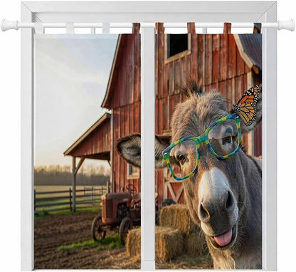 Farm Donkeys Bathroom Curtains 63 Inch Length, Window Curtains Tab Top by Unknown