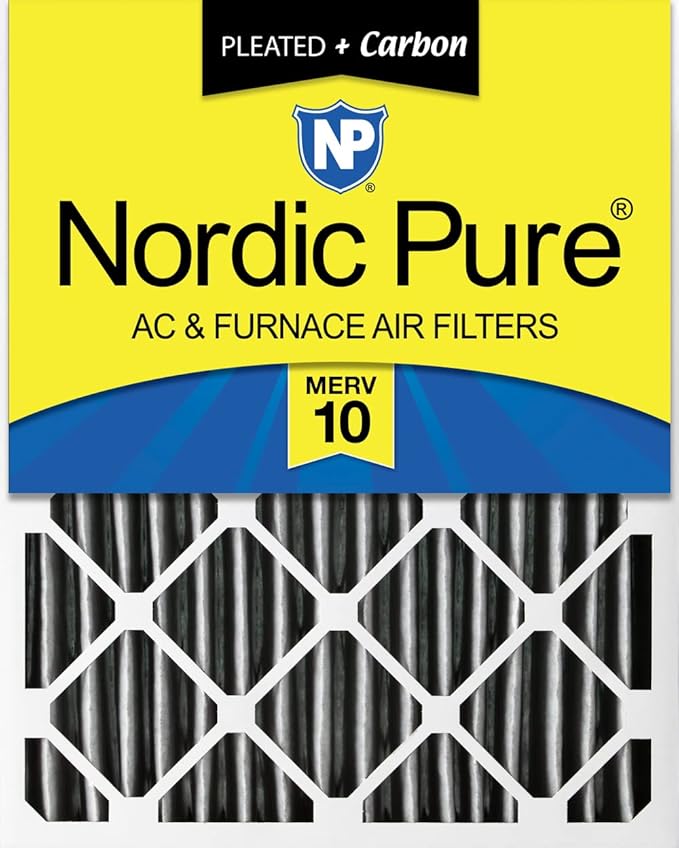 Nordic Pure 16x20x4 Furnace Air Filters MERV 10 Pleated + Carbon 1 Pack by NordicPure
