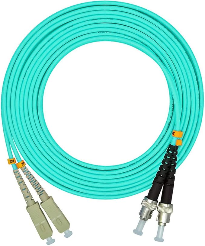 Jeirdus 1Meter 3ft SC to ST Duplex 50/125 10G OM3 Multi-Mode Fiber Optic Cable Jumper Optical Patch Cord SC-ST