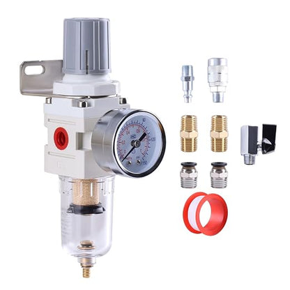 1/4 Inch NPT Air Filter Regulator Combo Piggyback, Air Compressor Water by Unknown