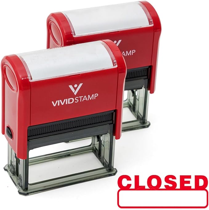 Basic Closed Self Inking Rubber Stamp (Red Ink) - Large 2 Pack