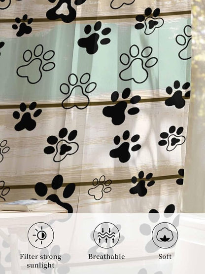 Sheer Curtains 72 Inches Long, Sage Green Beige Farmhouse Semi Sheer Curtains - Image 6