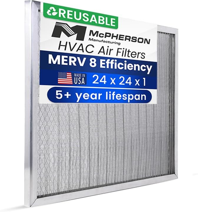 McPherson Reusable Air Filter 24x24x1 | Washable MERV 8 | Made in USA Metal by McPhersonManufacturing