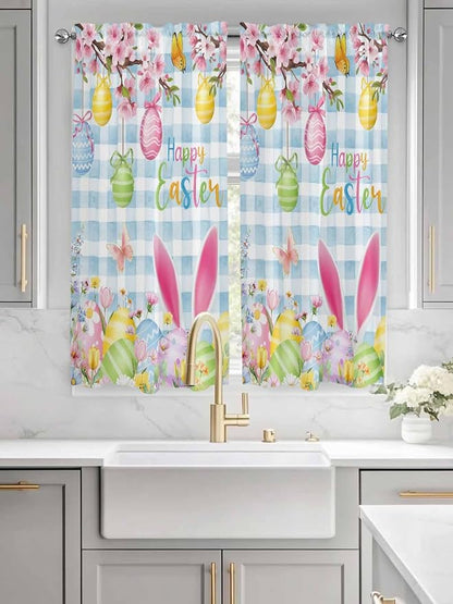 Happy Easter Living Room Curtains 72 Inches length, Spring Watercolor Bunny - Image 3