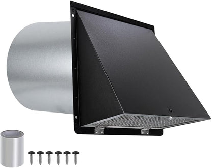 8 inch Hooded Wall Vent with Screen and Damper, Wall Vent Cover Exhaust Vent by JYINCPED
