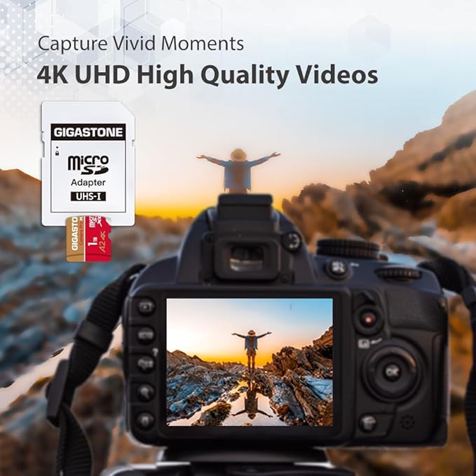 【5-Years Data Recovery】 GIGASTONE 1TB Micro SD Card, 4K Camera Pro, R/W up to 150/130 MB/s, 4K Video Recording for GoPro, DJI, Drone, MicroSDXC Memory Card UHS-I U3 A2 V30, with Adapter