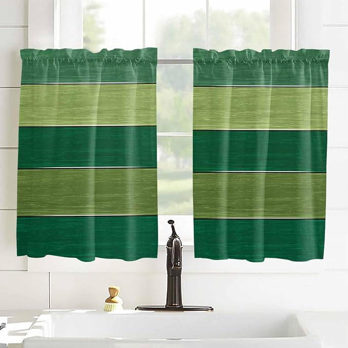Farm Retro Green Wood Grain Window Valance Curtains, Rustic Wooden Plank - Image 8