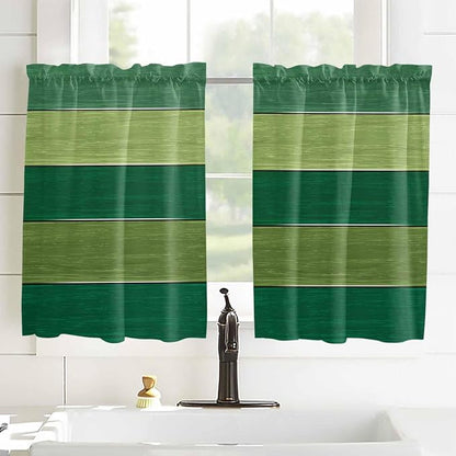 Farm Retro Green Wood Grain Window Valance Curtains, Rustic Wooden Plank - Image 8