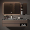 Modern Bathroom Vanity - Spacious Deep Sink | Defogging LED Mirror & Human Body Sensor Light, Open Side Panel, Floating Smart Bathroom Vanities (44IN)