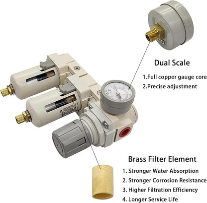 YSIL 3/8" NPT Air Filter Dryer Double Air Filters Compressor Water Separator - Image 4