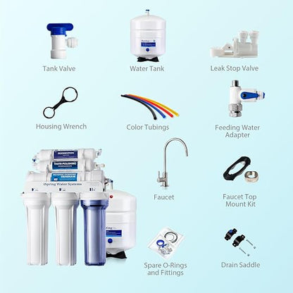 iSpring RCC7D 75 GPD Reverse Osmosis/Deionization Water Filter System, Removes - Image 8