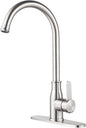 Single Handle Kitchen Faucet Stainless Steel Brushed Nickel，Modern High Arc by KOHONBY