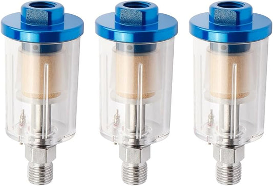 3 Pcs Compressed Air Filter Water Oil Separator, 1/4 Inch NPT Inlet and Outlet by Unknown