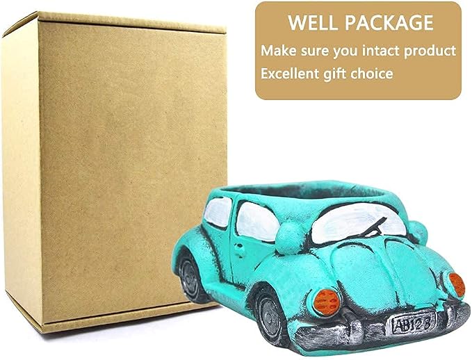 Cute Light-Blue Car Succulent Planter Pot, Flower Pots Succulent Plants - Image 6