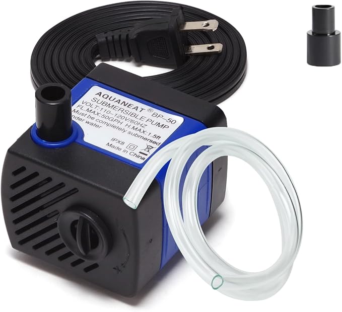 AQUANEAT Small Fountain Pump, 50 GPH Mini Submersible Water Pump by Aquaneat