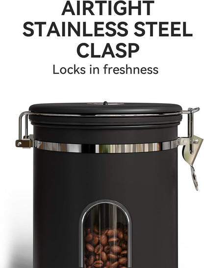 Veken Coffee Canister with Window, Airtight Stainless Steel Pantry Container - Image 6