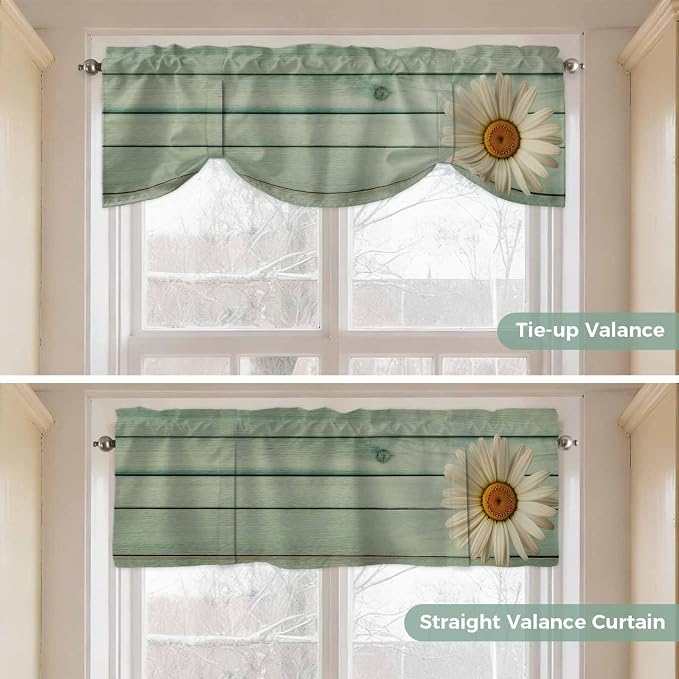 Daisy Flower Tie Up Valance Curtains - Image 5