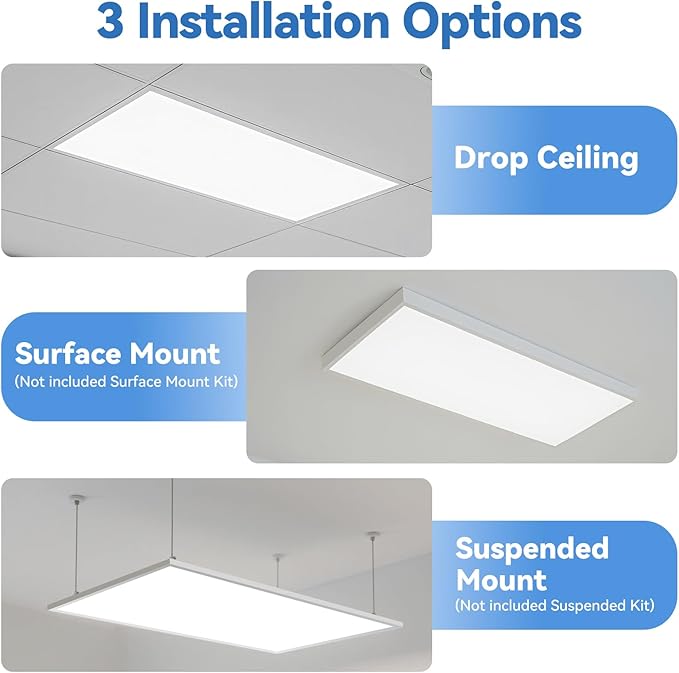 CycevSun 18-Pack 2x4 LED Flat Panel Light - Drop Ceiling, 40/50/60W Selectable, 6600LM, 4CCT 3000K/4000K/5000K/6000K Switchable, 0-10V Dimmable, 100-277V, ETL Listed