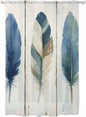 Sheer Curtains 72 Inches Long, Boho Blue Feathers Semi Sheer Curtains Light by Unknown