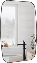 Black Oval Mirror, 30"×48" Bathroom Mirror for Wall Vanity with Stainless Steel Metal 0.8" Thin Frame, Oblong Bathrrom Mirror Modern Anti Rust