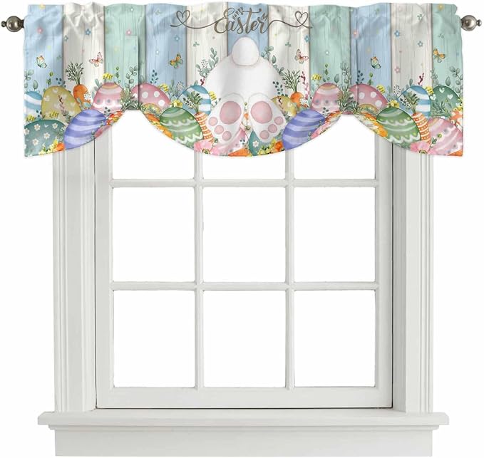 Easter Tie Up Valance Curtains for Windows, Kitchen Curtains Window Shades by Unknown