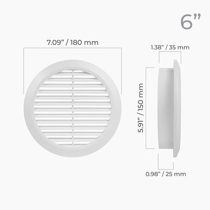 6" Inch White Round Air Vent Cover - Image 5