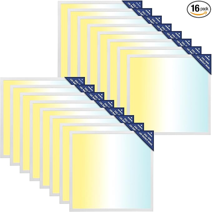LUXRITE 2x2 FT LED Flat Panel Light, 5CCT Color Selectable 3000K 3500K 4000K 5000K 6500K, Wattage Selectable 20W/30W/40W, 5000 Lumens, LED Drop Ceiling Lights, 0-10V Dimmable, DLC & ETL (16 Pack)