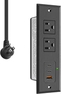 CCCEI Recessed Power Strip with 45W USB-C Ports, Fast Charging USB A Port Desk Outlet, Black Furniture Hidden Charging Station for Side Table, End Table, with 6 FT 45 Degree Flat Plug Extension Cord.