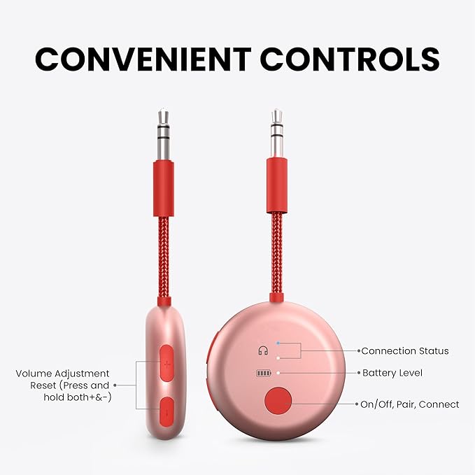 Avantree SoundJet R1 – 25Hr Airplane Bluetooth Adapter for All AirPods (Pro/Max) with Qualcomm Chipset & aptX Adaptive, Wireless Audio Transmitter for Flight Travel, Works with Bose & Other Headphones