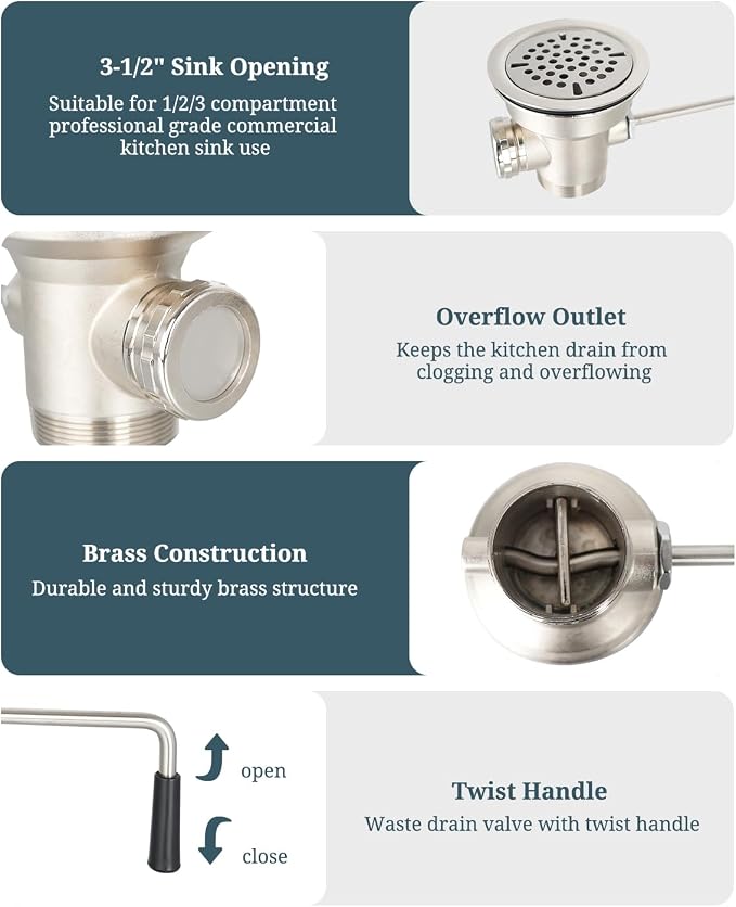3-1/2 Inch Commercial Sink Drain - Image 3