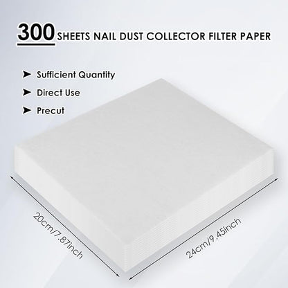 300 Sheets Nail Dust Collector Filter Paper: Disposable Dust Vacuum Filter - Image 2