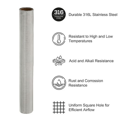 PATIKIL 40" L x 10" W Woven Wire Mesh, 350 Mesh 316L Stainless Steel Air Vent - Image 3