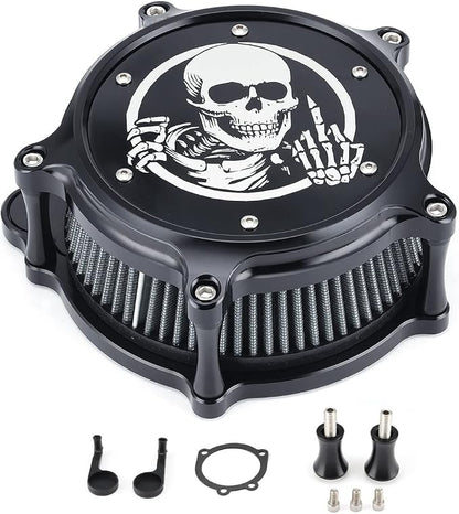 Air Filter Intake Filter System Kit Cnc Cut Air Cleaner Chrome Filter Kit - Image 6