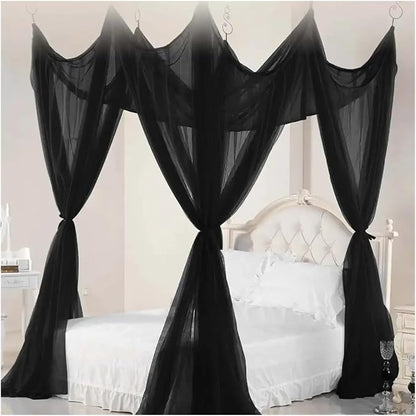 Canopy Bed Curtains Black/White/Beige Elegant Lace Canopy Curtain - Image 5