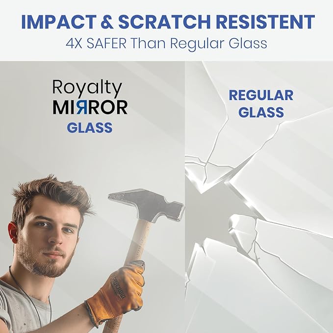 Royalty Fixed Shower Screen - 36" x 76" Frameless 3/8" Clear Tempered Glass Panel with Hardware - Easy Clean Smart Guard Coating - Minimalist Modern Design for Bathroom - Brushed Gold
