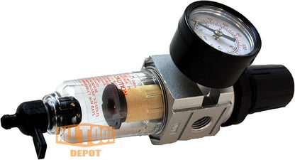 1/4" NPT Mini Compressed Air In Line Filter Regulator Combo Piggyback, Poly - Image 3