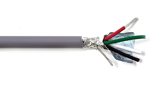 KWANGIL 4C 14AWG AMESB Shielded Cable Wire (UL2464) - Flexible Str TC, PVC Ins, OS+Drain+TC BRD, PVC JKT for CNC Machine, Stepper Motor, VFD Spindle (Gray 50FT)