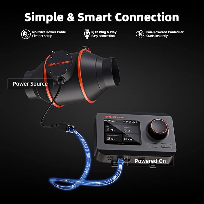 Spider Farmer Smart Air Filtration Kit 6", Inline Duct Fan, GGS Temperature - Image 2