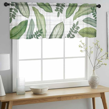 Summer Palm Leaf Sheer Valance Curtains - Image 3