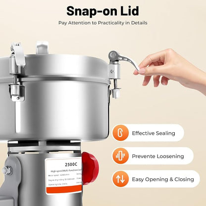 Electric Grain Mill, 2500g Capacity High-speed Grain Mill Grinder, Food-grade - Image 8