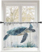 Sheer Curtains 54 Inch Length, Sea Turtle Teal Blue Semi Sheer Curtains Light by Unknown