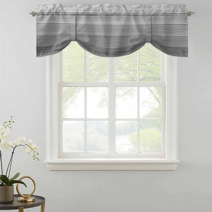 Grey Ombre Wooden Tie Up Valance Curtains - Image 2
