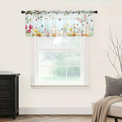Easter Sheer Valances for Windows 60"x18", Light Filtering Kitchen Curtains - Image 9