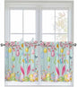 Happy Easter Half Window Curtains 24 Inches Long, Spring Bunny Eggs Flower Teal by Unknown
